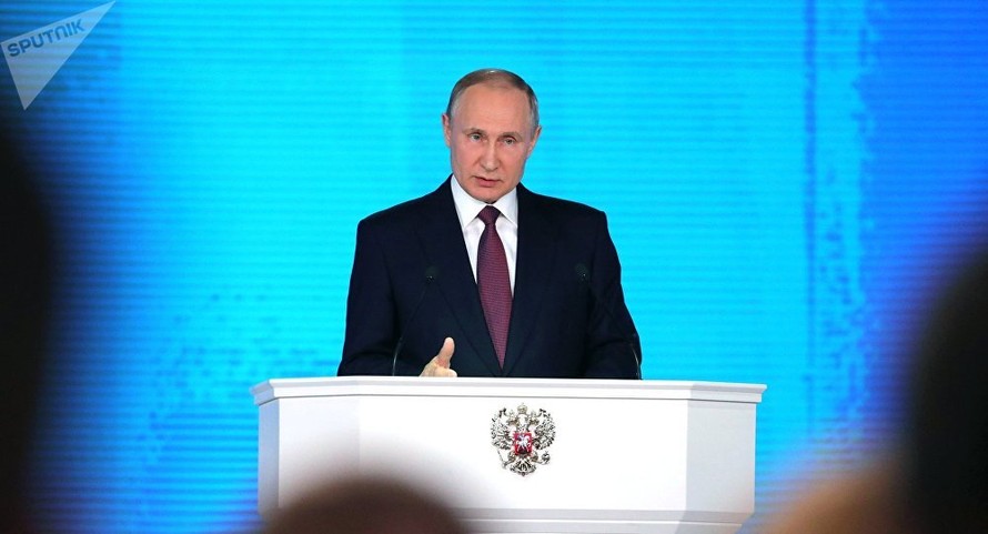 Tổng thống Nga Vladimir Putin công bố Thông điệp Liên bang. Ảnh: Sputnik 