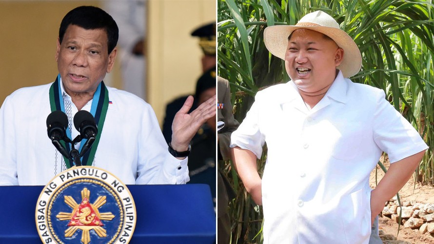Tổng thống Philippines Rodrigo Duterte (trái) và Chủ tịch Triều Tiên Kim Jong-un (phải). Ảnh: Reuters