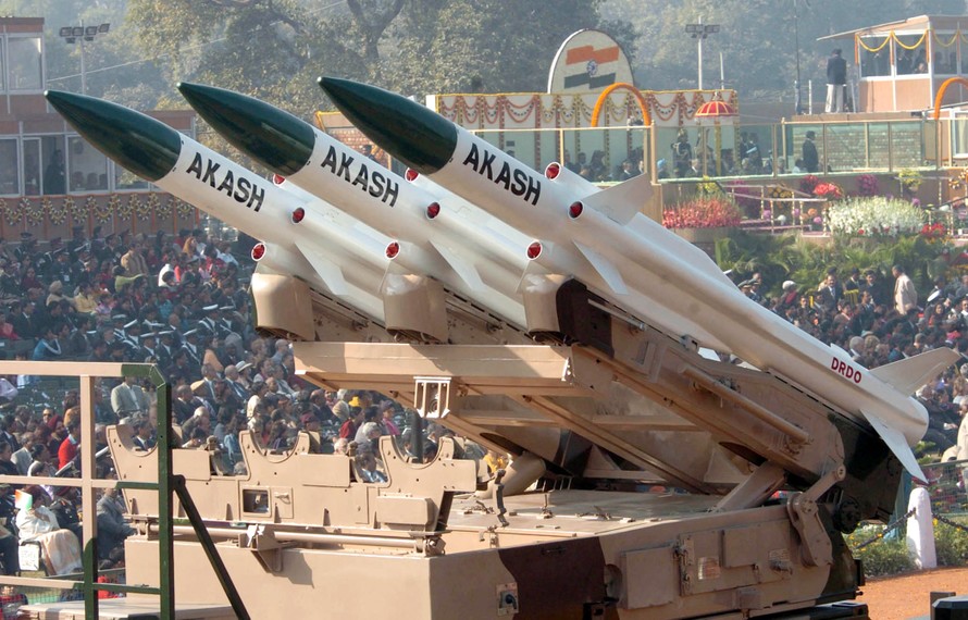 Tên lửa Akash. Ảnh: Bộ Quốc phòng Ấn Độ