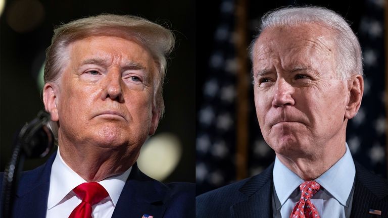 Ông Donald Trump (trái) và ông Joe Biden (phải). Ảnh: Sky News