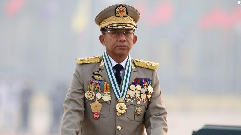 Tổng tư lệnh các lực lượng vũ trang Myanmar, Tướng Min Aung Hlaing. Ảnh: AP