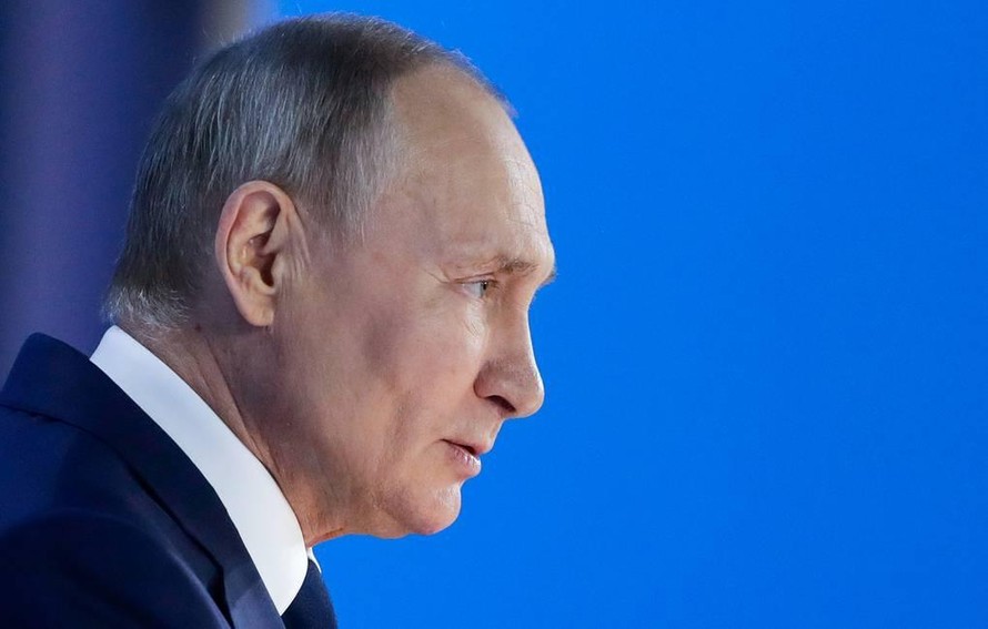 Tổng thống Nga Putin trong sự kiện ngày 21/4. Ảnh: Tass