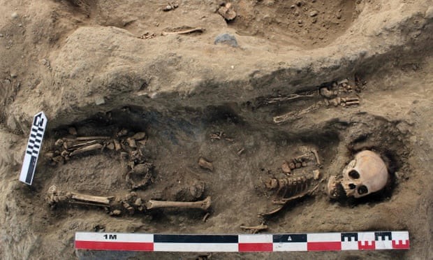 Một bộ xương tai khu hiến tế trẻ em lớn nhất thế giới. Ảnh: Programa Arqueologico Huanchaco.