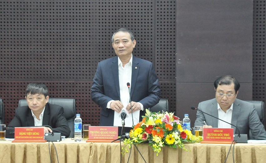 Bí thư Đà Nẵng Trương Quang Nghĩa phát biểu tại cuộc họp. 