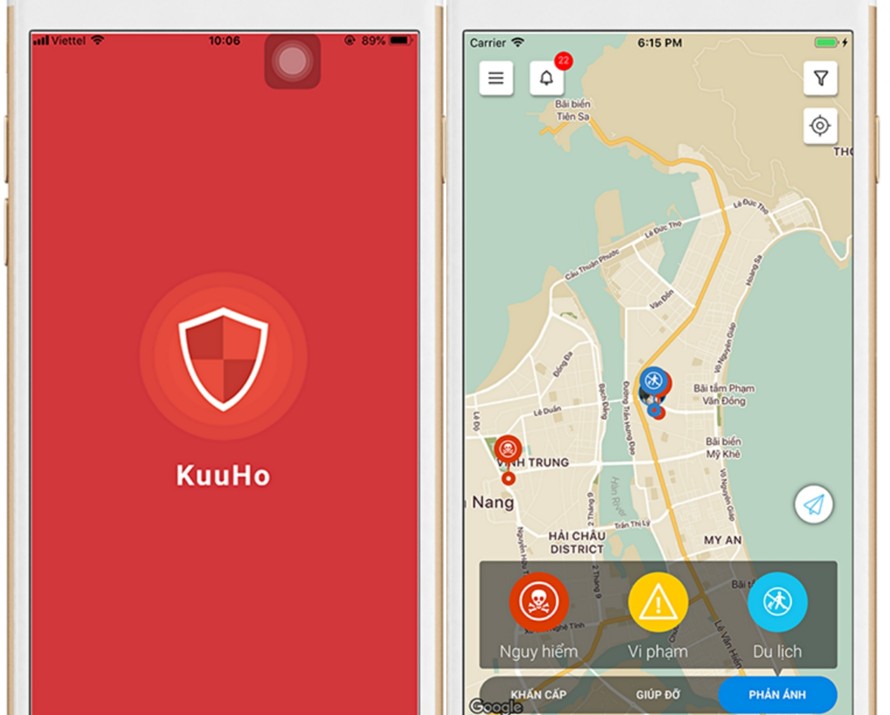 Hình ảnh giao diện ứng dụng cộng đồng KUUHO được Đà Nẵng chính thức triển khai. 