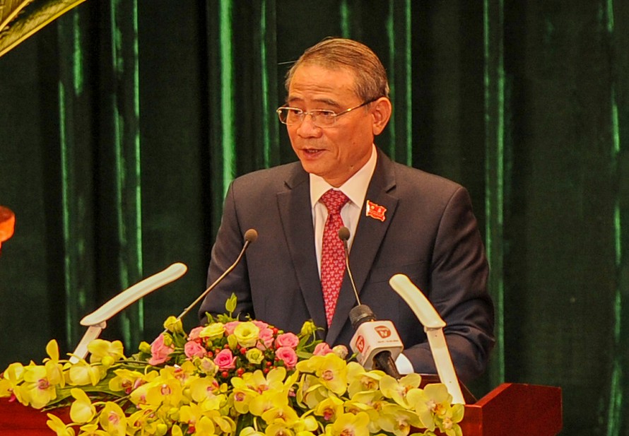 Ông Trương Quang Nghĩa, Bí thư Thành uỷ Đà Nẵng phát biểu khai mạc Đại hội. 