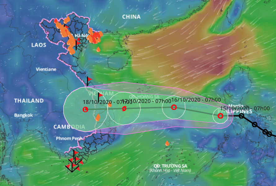 Áp thấp nhiệt đới đã vào biển Đồng và có khả năng gây mưa lớn ở miền Trung
