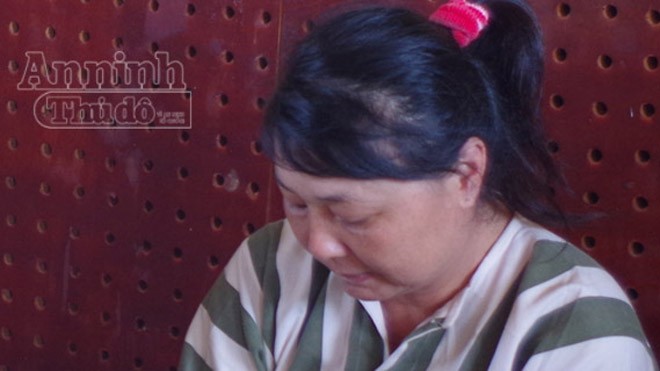Đối tượng Lan tại cơ quan điều tra 