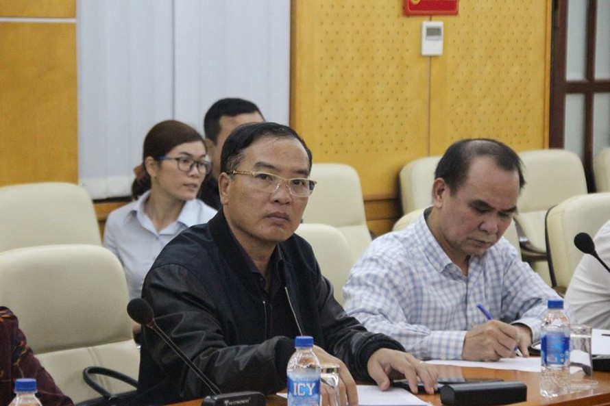 Ông Lê Nam Trà (áo đen) trong buổi công bố toàn văn kết luận tại TTCP sáng 23/3.