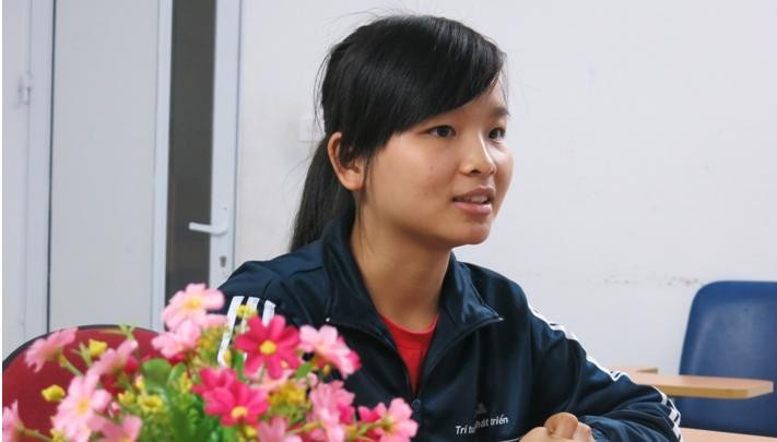 Thí sinh Nguyễn Thị Quyên tại vòng 3 cuộc thi I bet you can 2014.