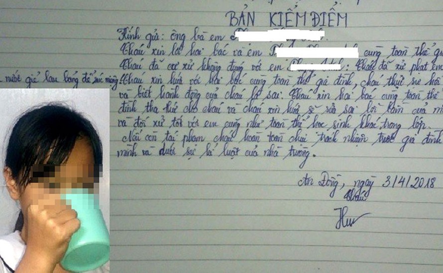 Cô giáo Nguyễn Thị Minh H bắt học sinh uống nước giẻ lau bảng.