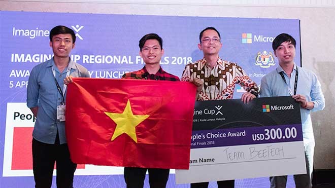 Đội tuyển BeeTech (ĐH Duy Tân) nhận giải Bình chọn tại Chung kết Imagine Cup Châu Á 2018