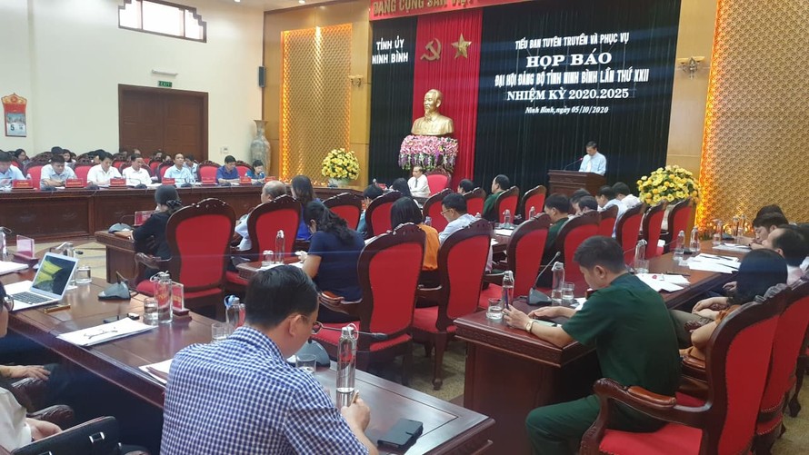 Tỉnh Ninh Bình tổ chức họp báo về Đại hội Đảng bộ tỉnh Ninh Bình lần thứ XXII - Ảnh: Hoàng Long