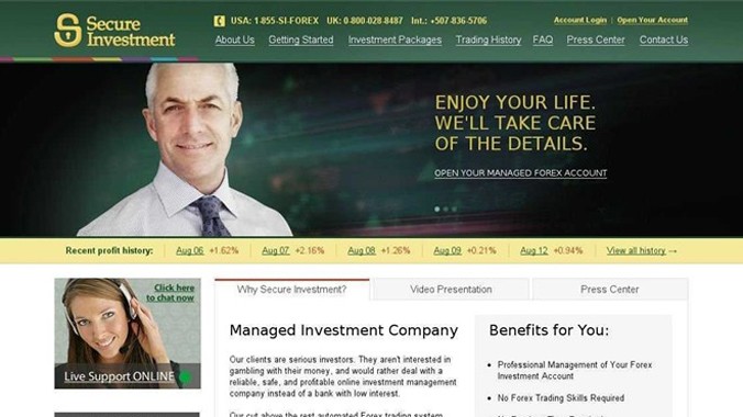 Giao diện của Secureinvestment.com.