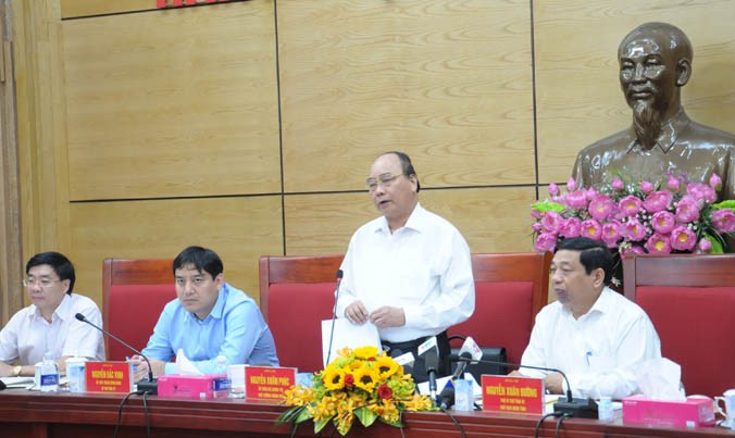 Thủ tướng Nguyễn Xuân Phúc tại buổi làm việc với tỉnh Nghệ An.