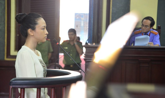 Hoa hậu Phương Nga tại phiên tòa sơ thẩm trước đây. Ảnh: Tân Châu.