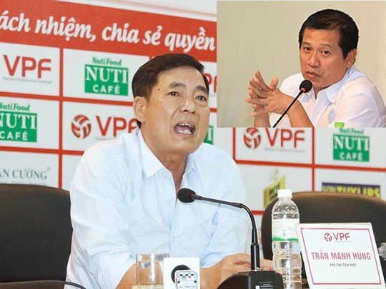 Phó ban Trọng tài Dương Văn Hiền (ảnh nhỏ) và Phó chủ tịch VPF Trần Mạnh Hùng đang trở thành tâm điểm vụ rò rỉ băng ghi âm cuộc họp nội bộ ở VFF.