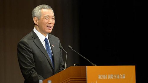 Thủ tướng Singapore Lý Hiển Long tại hội nghị Tương lai châu Á. Ảnh: Straitstimes