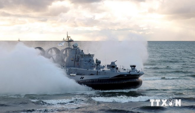 Tàu đổ bộ của hải quân Nga trong một cuộc tập trận. (Nguồn: AFP/TTXVN)