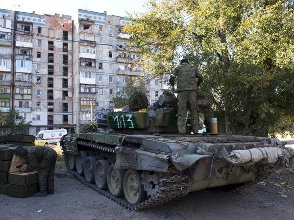 Xe tăng của lực lượng ly khai tại khu vực Donetsk. (Nguồn: AFP)