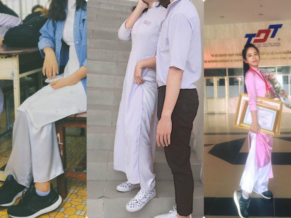 Mặc áo dài trắng kèm giày thể thao - thảm họa thời trang hay sự kết hợp khéo léo?
