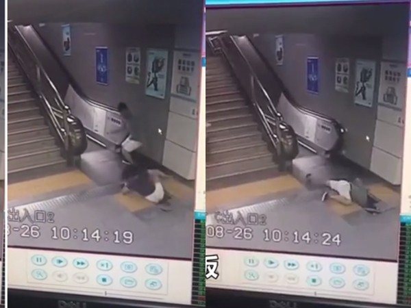 Clip người phụ nữ Trung Quốc suýt bị "nuốt chửng" ở cầu thang cuốn gây chấn động cộng đồng mạng