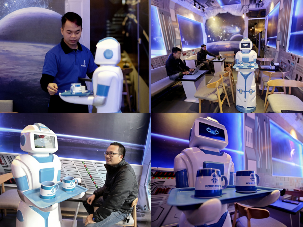 Quán cafe ở Hà Nội sử dụng nhân viên bưng bê là một "nàng"… robot