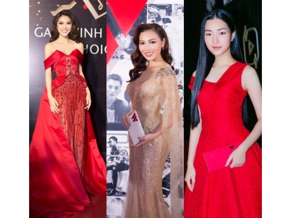 Hoa hậu Hoàng Thu Thảo, Tường Linh, Ngọc Trân đọ dáng trên thảm đỏ