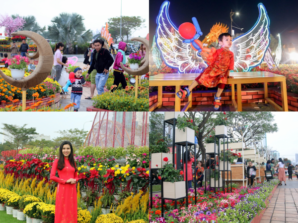 Người dân hào hứng đón Tết Mậu Tuất 2018 với đường hoa xuân rực rỡ bên sông Hàn