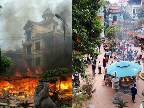 Lạng Sơn: Đền Mẫu Đồng Đăng bốc cháy ngùn ngụt lúc rạng sáng