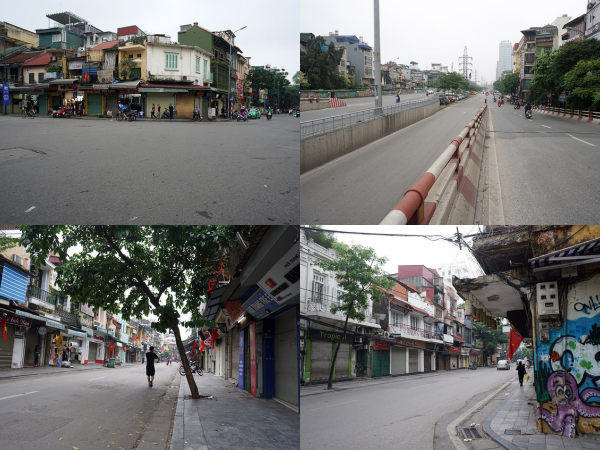 Đường phố Hà Nội vắng vẻ trong ngày nghỉ lễ