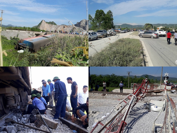 Cận cảnh hiện trường vụ tai nạn tàu hỏa nghiêm trọng tại Thanh Hóa