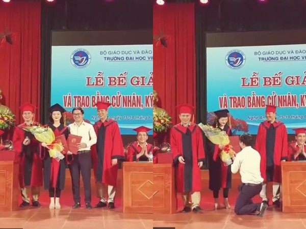 Cộng đồng mạng "sốt" với clip nữ sinh được cầu hôn ngay trong buổi lễ tốt nghiệp