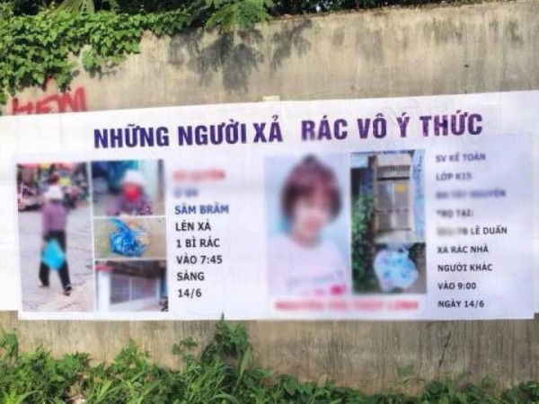 Tranh cãi nảy lửa về vụ "bị hàng xóm đưa ảnh, bêu tên lên băng rôn vì xả rác bừa bãi"