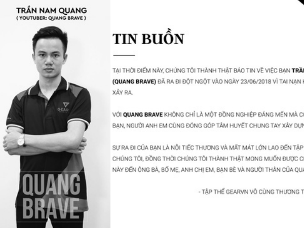 Cộng đồng game Việt bàng hoàng về sự ra đi đột ngột của game thủ Quang Brave