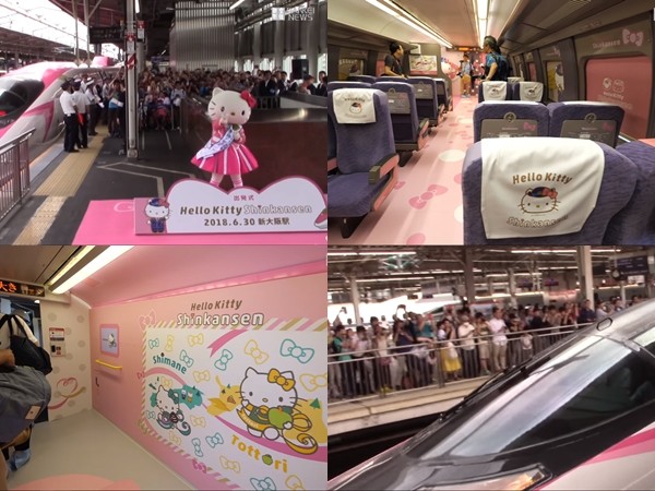 Người Nhật thích thú xếp hàng để chứng kiến tàu Hello Kitty khởi hành