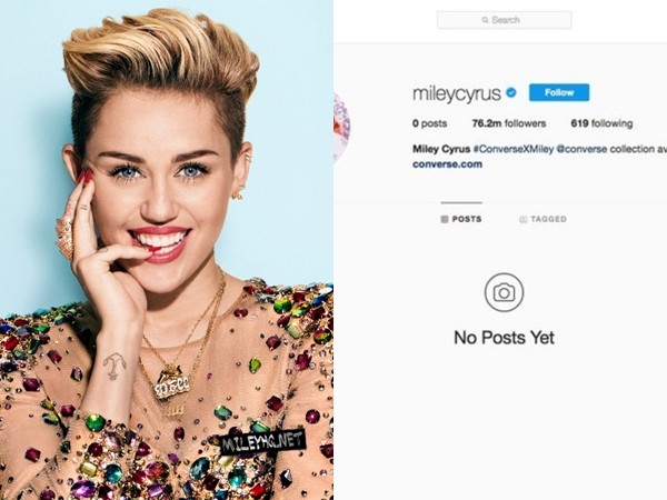 Tất cả hình ảnh của Miley Cyrus trên Instagram 76,2 triệu lượt theo dõi bỗng nhiên "bốc hơi"