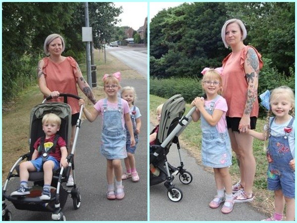 Bà mẹ đi bộ 11 km mỗi ngày để đưa các con tới trường