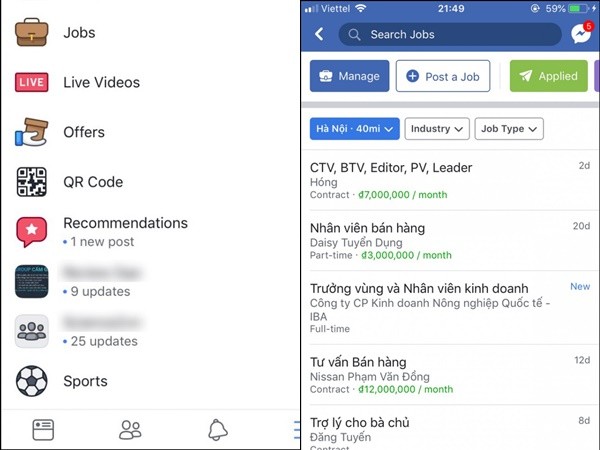 Facebook ở Việt Nam vừa có tính năng giúp người dùng tìm việc làm