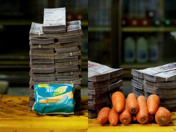 Lạm phát ở Venezuela: Mang theo vài cân tiền mới mong mua được một gói... băng vệ sinh!