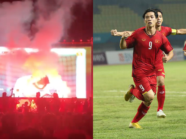 CĐV Hải Phòng vỡ oà cảm xúc, đốt pháo sáng ăn mừng chiến thắng của đội tuyển Việt Nam