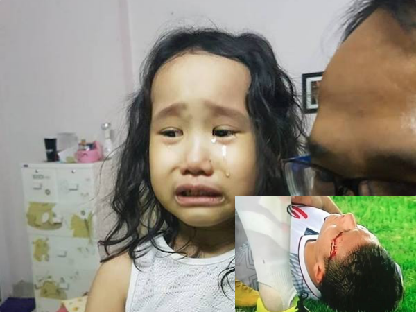 Cô bé khóc nức nở khi Quang Hải chảy máu, Duy Mạnh bị thương ở trận tứ kết ASIAD 2018