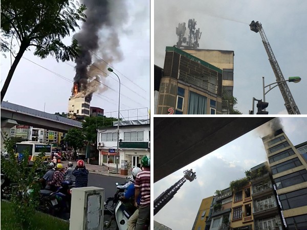 Hà Nội: Ngôi nhà 9 tầng trên phố Hào Nam bốc cháy dữ dội