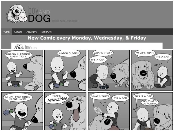 Boy&Dog - bộ webcomic "tình bạn cùng tiến" giữa bé trai sơ sinh và chú chó của gia đình