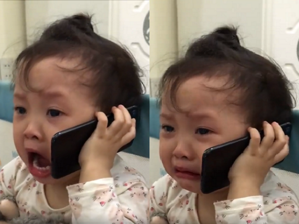 Bị bố chọc tức, cô bé 3 tuổi gọi điện khóc "cầu cứu" ông nội khiến dân tình... lăn ra cười