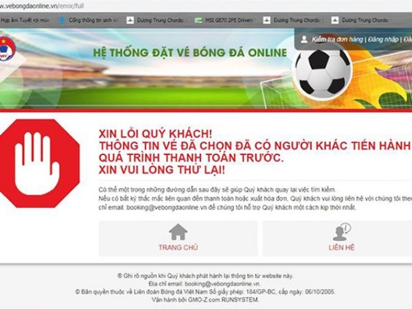 Vé trận Việt Nam - Philippines bán online: 25.000 vé hết sạch sau 2 phút, trang không thể truy cập