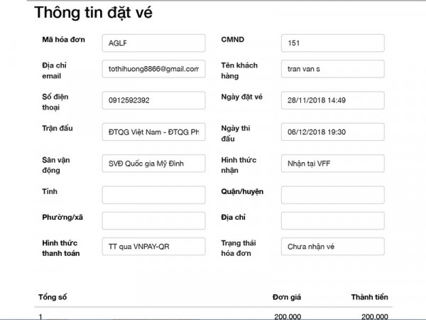 Người hâm mộ bất ngờ đặt được vé bóng đá online vào chiều nay ngày 28/11