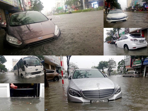 Toyota, Mercedes trôi dạt trên đường ngập nước ở Đà Nẵng