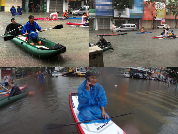 Bi hài chuyện người dân Đà Nẵng bơi lội, chèo xuồng, bắt cá giữa phố trong ngày ngập lụt