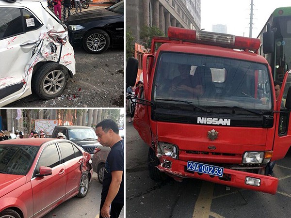 Hà Nội: Tai nạn liên hoàn, 5 ô tô hư hỏng